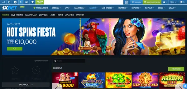 Screenshot of 1xBet Casino Casino website