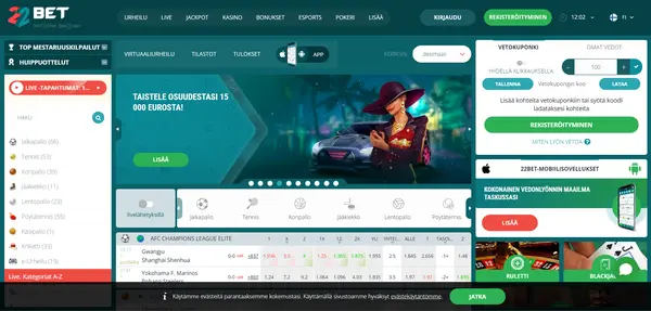 Screenshot of 22Bet Casino Casino website