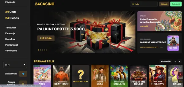 Screenshot of 24 Casino Casino website
