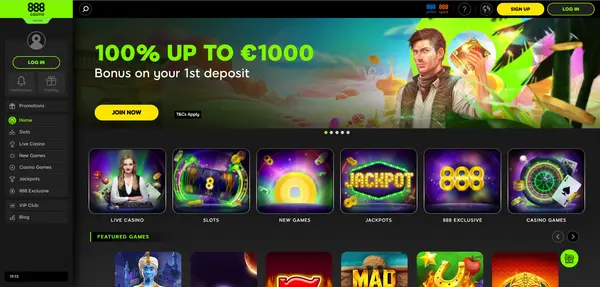 Screenshot of 888 Casino Casino website