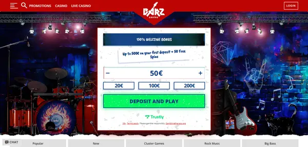 Screenshot of Barz Casino Casino website