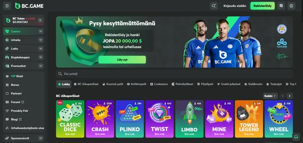 Screenshot of BC Game Casino Casino website
