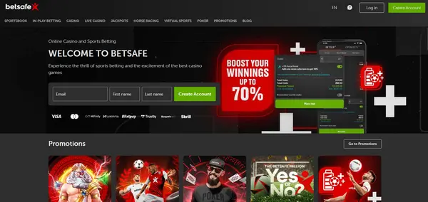 Screenshot of Betsafe Casino Casino website
