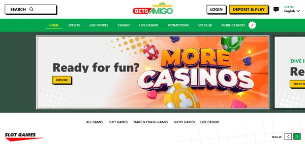 Screenshot of Betsamigo Casino Casino website