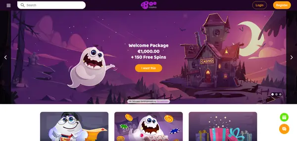 Screenshot of Boo Casino Casino website