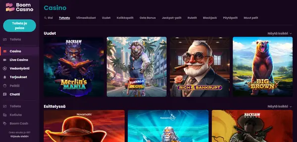 Screenshot of Boom Casino Casino website