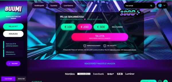 Screenshot of Buumi Casino Casino website