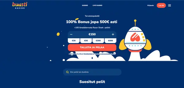 Screenshot of Buusti Kasino Casino website