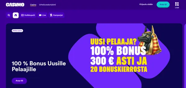 Screenshot of Casumo Casino Casino website