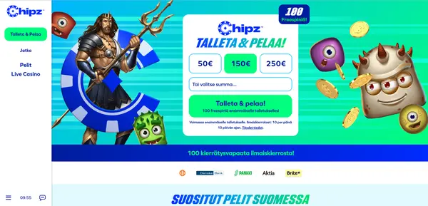 Screenshot of Chipz Casino Casino website