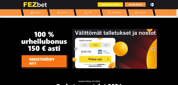 Screenshot of Fezbet Casino Casino website