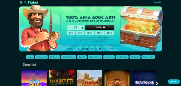 Screenshot of Flaksi Casino Casino website
