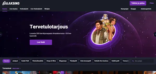 Screenshot of Galaksino Casino Casino website