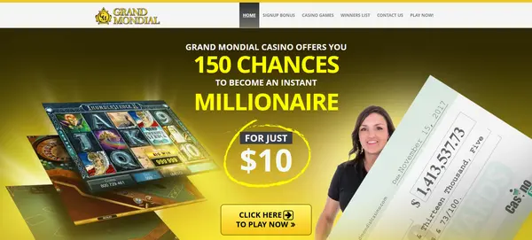 Screenshot of Grand Mondial Casino Casino website