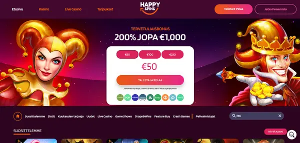 Screenshot of Happy Spins Casino Casino website