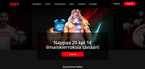 Screenshot of ibet Casino Casino website