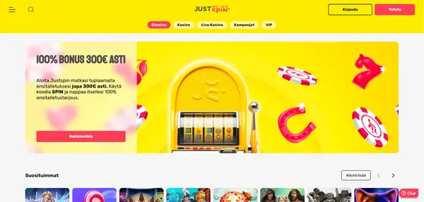 Screenshot of JustSpin Casino Casino website