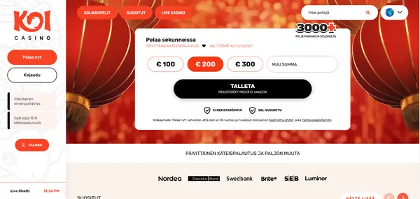 Screenshot of Koi Casino Casino website