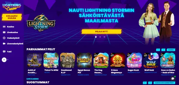 Screenshot of Lightning Casino Casino website