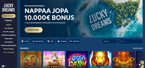 Screenshot of Lucky Dreams Casino Casino website