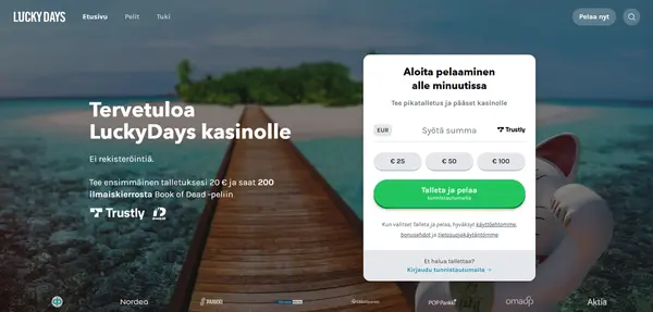 Screenshot of LuckyDays Casino Casino website