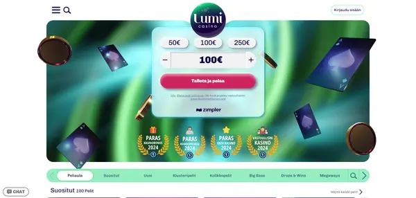 Screenshot of Lumi Casino Casino website