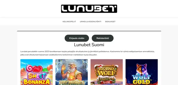 Screenshot of Lunubet Casino Casino website