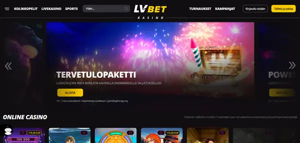 Screenshot of LVbet Casino Casino website