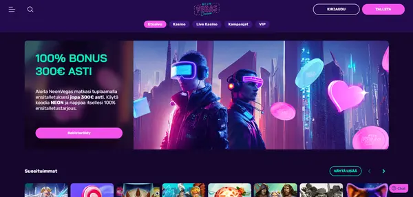 Screenshot of Neon Vegas Casino Casino website