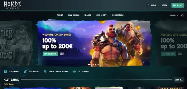 Screenshot of Nords Casino Casino website