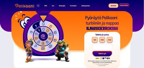 Screenshot of Pelikaani Casino Casino website