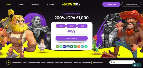 Screenshot of ProntoBet Casino Casino website