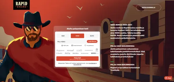 Screenshot of Rapid Casino Casino website
