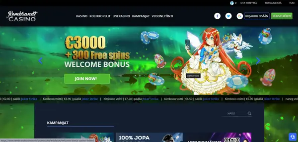 Screenshot of Rembrandt Casino Casino website