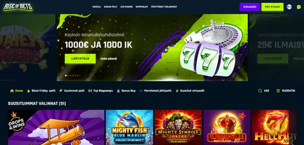 Screenshot of Rise of Bets Casino Casino website