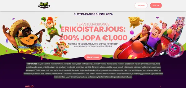Screenshot of Slot Paradise Casino Casino website