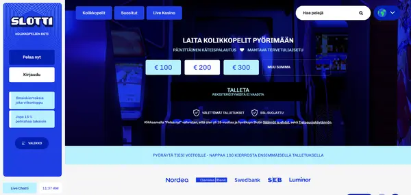 Screenshot of Slotti Casino Casino website