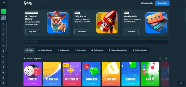 Screenshot of Stake Casino Casino website