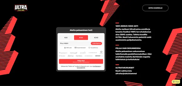 Screenshot of Ultra Casino Casino website