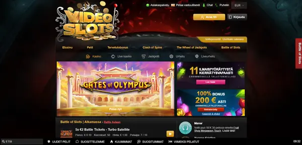Screenshot of Videoslots Casino Casino website