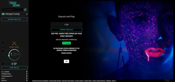Screenshot of VoodooDreams Casino Casino website