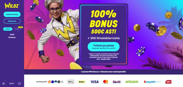 Screenshot of Wildz Casino Casino website