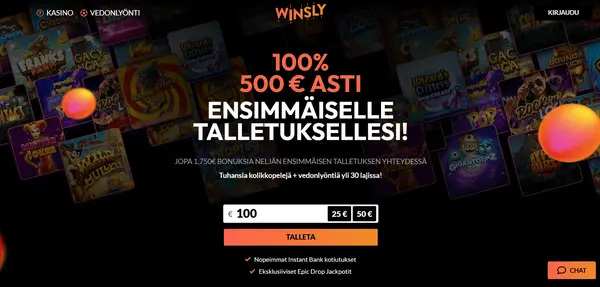 Screenshot of Winsly Casino Casino website