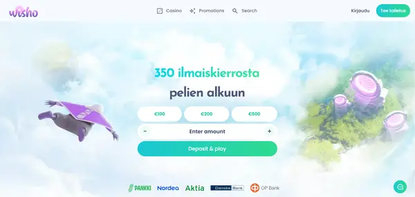 Screenshot of Wisho Casino Casino website